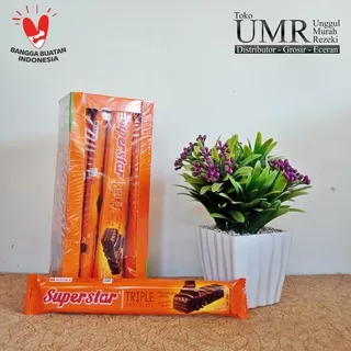 Superstar Wafer Triple Coklat Wafer Salut Chocolate Panjang 1 Box Isi 12 Pcs Bandung Cimahi Murah