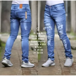 BX Celana Jeans Sobek Ripped Robek Pria biru Muda Slimfit Skinny jins Panjang Cowok Celana Denim Bikers | Skinny Street Melar | Ripped Slimfit Bikers | celana jeans pria | celana panjang pria | celana pria | ripped jeans BXBP0115