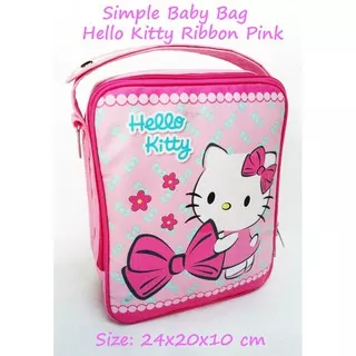 Simple Baby Bag Hello Kitty Ribbon Pink Muda Tas Perlengkapan Bayi Bisa Selempang dan Jinjing
