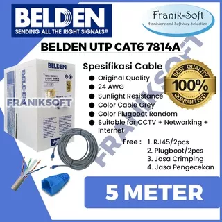 Kabel LAN Belden Cat6 5 Meter UTP RJ45 Tebal Original USA Indoor + RJ45 + Plugboot Siap Pakai