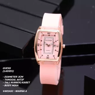 JAM TANGAN WANITA GUESS TALI RUBBER BODY OVAL TANGGAL AKTIF