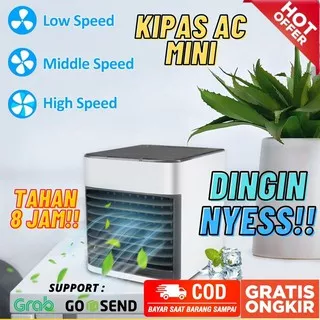 Kipas AC Mini Portable USB Pendingin Kamar Humidifer Cooler Dgn Air ES/ AC pakai ES Batu / Kipas AC Mini Cooler USB Air Conditioner with 7 Color LED Light