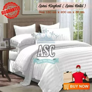 Sprei King Koil Seprai Hotel Kingkoil Cover Spring Bed Matras Bahan Dobby Premium Warna Putih Uk.180