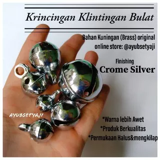 Lonceng Kuningan Klintingan Krincingan no4 (Diameter 2.8cm) Crome Silver bel lonceng kuningan no 4 lonceng Bulat lonceng kucing mainan anjing lonceng sapi kambing lonceng pendaki