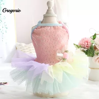 [G-Go] Pet Dress Flower Design Elegant Breathable Dog Tulle Dress for Summer