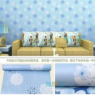 Wallpaper Dinding Biru Bunga Dandelion Walpaper Stiker Kamar Tidur Ruang Tamu Dapur Dekorasi Rumah