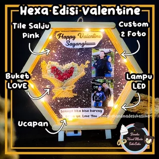 Kado Untuk Pacar Cewek Hadiah Edisi Valentine Kado Unik Hadiah Estetik Keren Frame Hexagon Hexagonal Frame Custom Hexa Custom Foto dan Ucapan Kado Murah Hadiah untuk Cewek Cowok Laki Laki Perempuan Pria Wanita Kado Anniversary Gift Box Spesial Gift