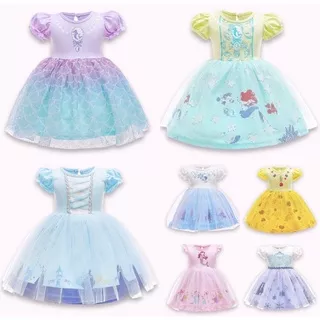 DRESS TUTU PRINCESS | Elsa, Frozen, Rapunzel, Cinderella, Belle, Mermaid | Baju Anak