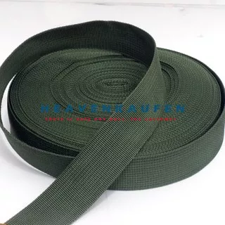 1 roll panjang 27 meter - Tali Tas Webbing Hijau TNI/Army 3,8 cm