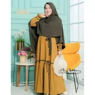 Baju Gamis Wanita Muslim Terbaru 2021 M L XL Mayara Syari Set Khimar Ceruty Babydoll Polos Murah