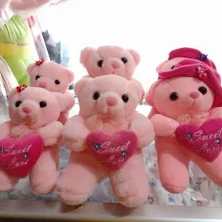 Boneka Teddy Bear mini pink / tedy bear / beruang pink / lempar boneka wedding / nikah
