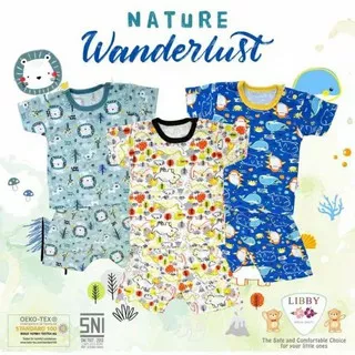 New Libby Setelan Anak Oblong Pendek/ Kancing Depan Libby Motif wanderlust (3stel)