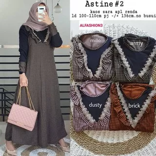 Gamis Kaos Import Kotak-Kotak Astine Maxy #2 by Alfashion Hijab Fashion Solo