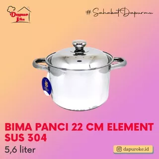 Bima Panci 22 cm Element SUS 304 / Saucepot Stainless 1-Ply