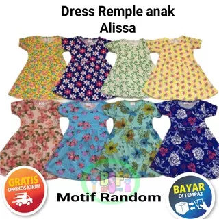 Baju Harian Anak Bayi Perempuan Dress Daster Bayi Model Remple Lengan Pendek usia 0 sampai 5 tahun