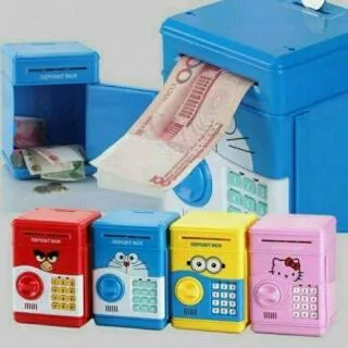 Celengan Atm Brankas Mini Karakter Doraemon & Hello Kitty Celengan