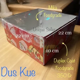 Dus Box Kotak Merah Tutup Mika 22x22x10 MINIMAL 10 PCS / Dus Box Kotak Nasi Merah 22 x 22 x 10 / Dus Box Kotak Kue Tart 22x22 x 10 / Dus Box Kotak Hampers 22x22x10 / Dus Box Kotak Puding Pudding 22 x 22 x 10