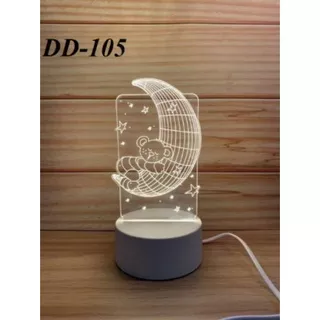 Lampu Tidur Lampu Hias 3D Transparan Akrilik 3 Warna Lampu Tema Love DD-105 New