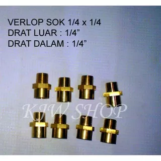 Verlop Sok 1/4 x 1/4 Verlup Sok Kuningan 1/4 Inch x 1/4 Inch V Sok Drat Luar 1/4 Vsok 1/4 Kuningan