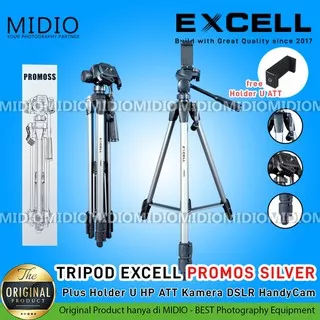 TRIPOD EXCELL PROMOS SILVER Plus Holder U HP ATT Kamera DSLR HandyCam