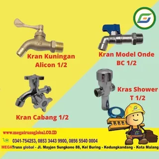 Kran Shower T-Kran Cabang-Kran Kuningan Alinco-Kran Onda BC  Ukuran 1/2, kran Ernesto-kran murah