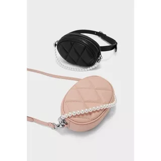 CKBAGS - TAS CH4RL3S&K3ITHH WAIST BAG TAS PINGGANG TAS SELEMPANG SLING BAG OVAL MUTIARA CHAIN FASHION IMPORT #3253