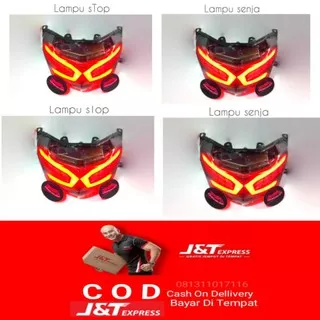 (KAKRA) Lampu Stoplamp Belakang Variasi Model Lexus 3 in 1 Plus Soket Plung N Play Kualitas Premium Impor Motor Yamaha Nmax Old, Nmax 2015, Nmax 2016, Nmax 2017, Nmax 2018, Nmax 2018