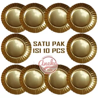 piring kue warna gold / piring kue kertas / paper plate gold / piring kertas kue ulang tahun