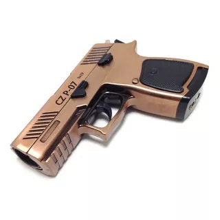 Mainan Pistol Lighter CZ P-07 9x19 Korek Api Matches Besi Bara Biru - Bronze