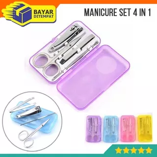 Alat Pedicure  Manicure Set 4 in 1 Box Plastik Perawatan Kuku Gunting Korek Telinga Kuping (MG46)