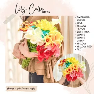 Calla Lily Artificial Latex Lili Bunga Palsu Dekorasi Rangkaian Hiasan Rumah Kantor buket bunga lily