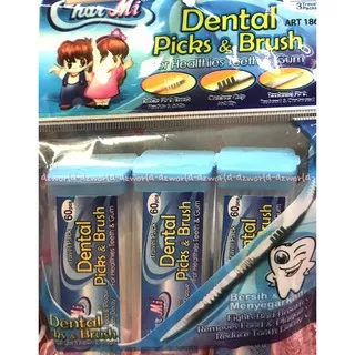 Dental Picks & Brush Char Mi Art 186 Tusuk Gigi Plastik Sikat Sela