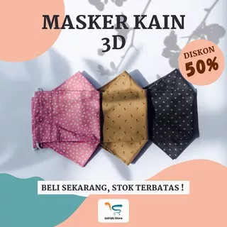 Masker Kain 3D Penutup Mulut Hidung Alat Pelindung Wajah Dewasa Mask Hijab Non Medis Polos Motif 01