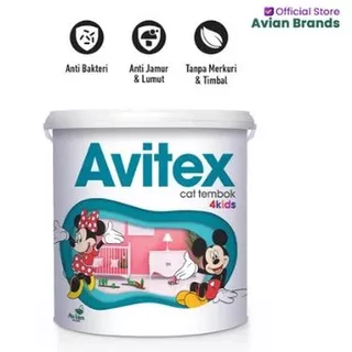 CAT TEMBOK AVIAN AVITEX FOR 4KIDS 5KG (WARNA PUTIH )  ANTI NODA BAKTERI TAHAN GOSOKAN BISA DILAP