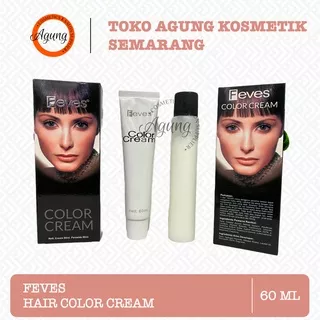 Feves hair color cream 60 ml + developer 60 ml/ semir rambut / cat rambut permanen