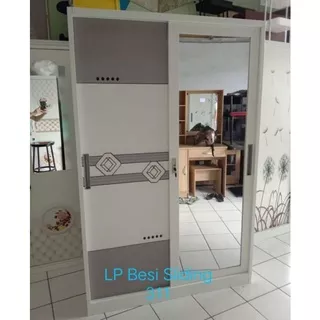 Lemari Pakaian Baju 2 Pintu Besi Sliding Jumbo Lebar 120