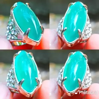 Batu Akik Green Chalchedony Rasa Bacan Kristal Model Pandan