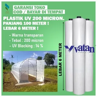 Plastik UV 1 Roll 100 Meter Lebar 6 Meter 200 Micron Hidroponik Plastik UV 200 Micron Greenhouse Alat Hidroponik Kit A893