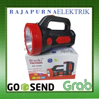 Lampu Senter + emergency light LED AOKI AK-6546 Rechargable