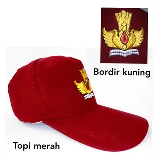 Topi sekolah - Topi Sekolah Merah Bordir - topi sd-topi smp-topi sma