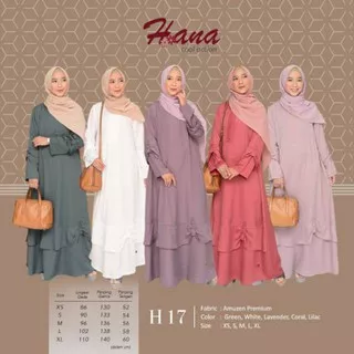 HANA 17 GREEN CORAL WHITE LILAC LAVENDER BUSANA BAJU PAKAIAN GAMIS JUBAH AKHWAT MUSLIMAH WANITA