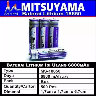 Baterai Batere Battery 18650 Mitsuyama MS-18650 6800 mAh 3.7v Baterai Senter Kepala Baterai Senter Swat Baterai Kipas Baterai Power Bank Baterai 18650 Original