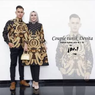 Couple Serut Mozaik Putih Monokrom Sarimbit Batik Dress