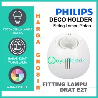 Fitting Plafon PHILIPS Deco Holder Putih E27 - Rumah Lampu PHILIPS Essential Grosir