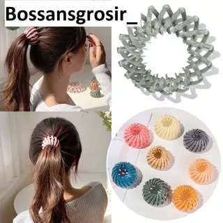 Termurah Korean New Fashion Hairclip Women Bun Velvet Clip Hair Ponytail Buckle Hair Clip Claw Bird Nest Expandable Hair Accessories