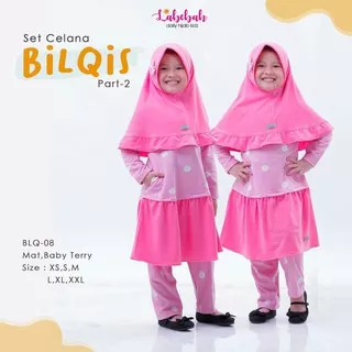 (2-8 tahun) BLQ 08 Baju Muslim Anak Setelan Celana Labebah Bilqis Pink