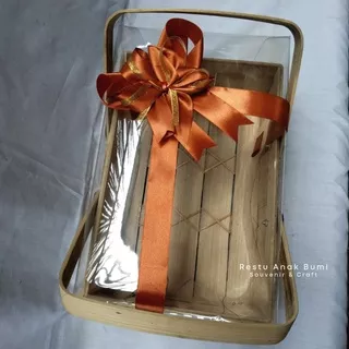 Keranjang Mika Tinggi 30 x 20 cm + Cangkingan - Keranjang Parcel Lebaran Imlek Natal - Keranjang Seserahan - Wadah Snack Makeup Hantaran