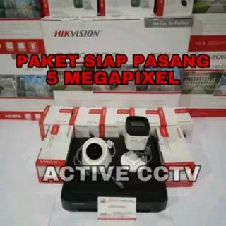 PAKET KAMERA CCTV 5 MP HIKVISION 2 CAMERA 5MP FULL HD 4 CH CHANNEL TURBO HD KOMPLIT LENGKAP 5 MP