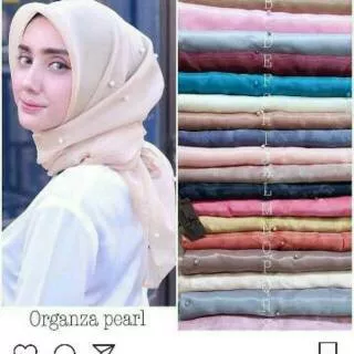 TERBARU MURAH GROSIR 10PCS jilbab Hijab Segi empat Organza pearl mutiara Tiara Umama SUPLIER JILBAB