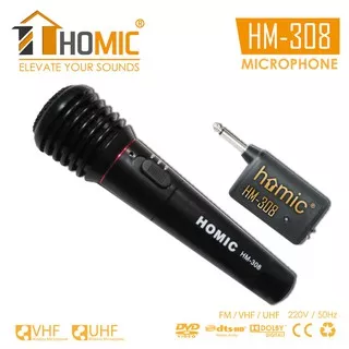Mic Wireless Microphone Mic Homic HM-308 Mikrofon Homic Bisa Wireless bisa Pakai  Kabel
